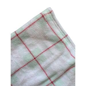 Baby Blanket White Mint‎ Green Red Checkered 29.5x32.5 Soft Polyester